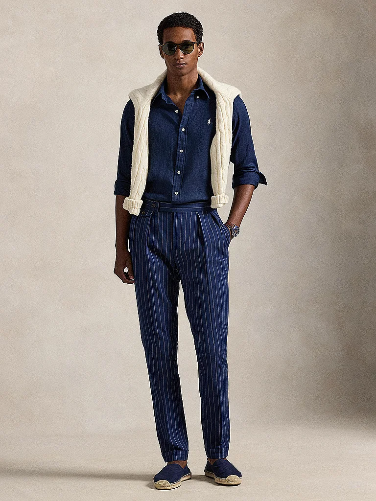 Polo Ralph Lauren Leinenhemd Custom Fit Dunkelblau | Xl-image